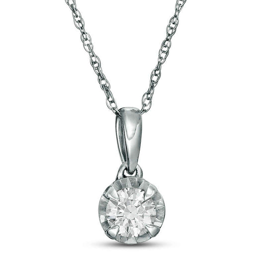 0.25 CT. Natural Diamond Solitaire Pendant in Sterling Silver