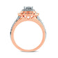 0.75 CT. T.W. Princess-Cut Natural Diamond Double Frame Antique Vintage-Style Engagement Ring in Solid 14K Rose Gold