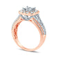 1.33 CT. T.W. Quad Princess-Cut Natural Diamond Frame Antique Vintage-Style Engagement Ring in Solid 14K Rose Gold