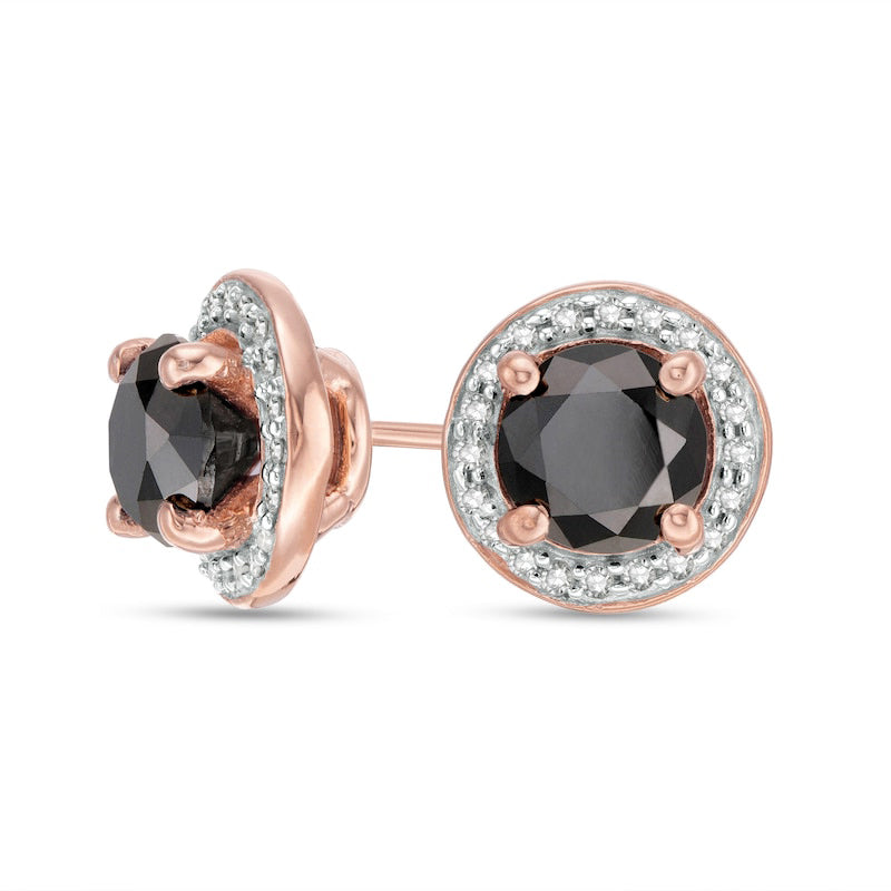 2 CT. T.W. Enhanced Black and White Diamond Frame Stud Earrings in 10K Rose Gold