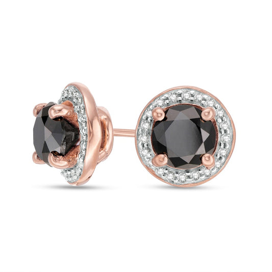 2 CT. T.W. Enhanced Black and White Diamond Frame Stud Earrings in 10K Rose Gold