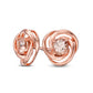 Morganite Solitaire Swirl Stud Earrings in 10K Rose Gold