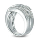 1.0 CT. T.W. Baguette and Round Natural Diamond Multi-Row Wrap Ring in Solid 14K White Gold