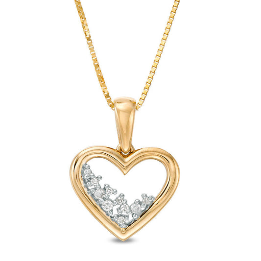 Natural Diamond Accent Scatter Heart Pendant in 10K Yellow Gold