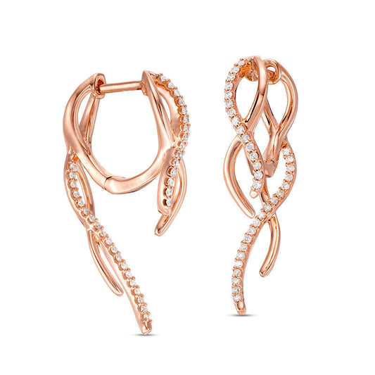 0.25 CT. T.W. Diamond Twist Front/Back Earrings in 10K Rose Gold