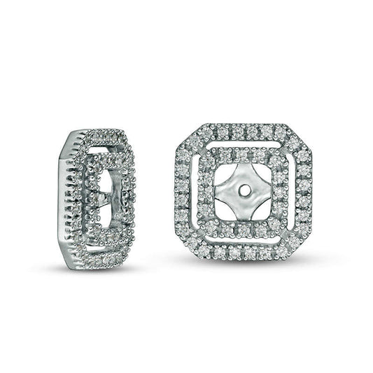 0.5 CT. T.W. Diamond Double Octagon Frame Earring Jackets in 14K White Gold