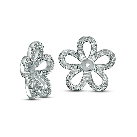 0.33 CT. T.W. Diamond Flower Frame Earring Jackets in 14K White Gold