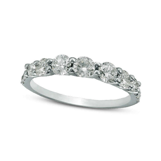 1.0 CT. T.W. Natural Diamond Graduated Anniversary Band in Solid 14K White Gold