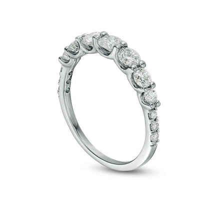1.0 CT. T.W. Natural Diamond Graduated Anniversary Band in Solid 14K White Gold