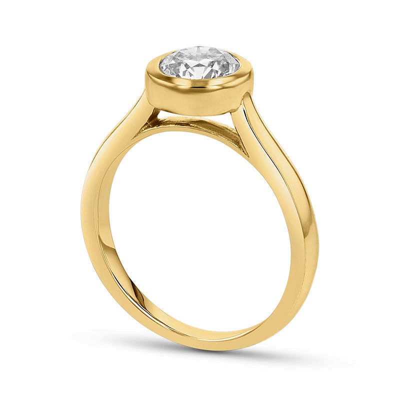 1.0 CT. Natural Clarity Enhanced Diamond Bezel-Set Solitaire Engagement Ring in Solid 14K Gold (I/SI2)