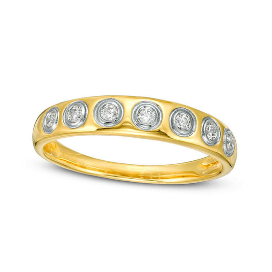 0.17 CT. T.W. Natural Diamond Bezel-Set Seven Stone Anniversary Band in Solid 10K Yellow Gold