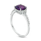 7.0mm Cushion-Cut Amethyst and 0.13 CT. T.W. Natural Diamond Engagement Ring in Solid 10K White Gold