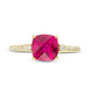 7.0mm Cushion-Cut Lab-Created Ruby and 0.13 CT. T.W. Diamond Engagement Ring in Solid 10K Yellow Gold