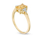 Emerald-Cut Citrine and 0.13 CT. T.W. Natural Diamond Tri-Sides Engagement Ring in Solid 10K Rose Gold