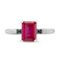 Emerald-Cut Lab-Created Ruby and 0.10 CT. T.W. Enhanced Black and White Diamond Ring in Solid 10K White Gold