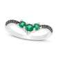 Lab-Created Emerald and 0.05 CT. T.W. Enhanced Black Diamond Chevron Ring in Sterling Silver