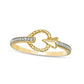 0.07 CT. T.W. Natural Diamond Heart and Shooting Arrow Ring in Solid 10K Yellow Gold