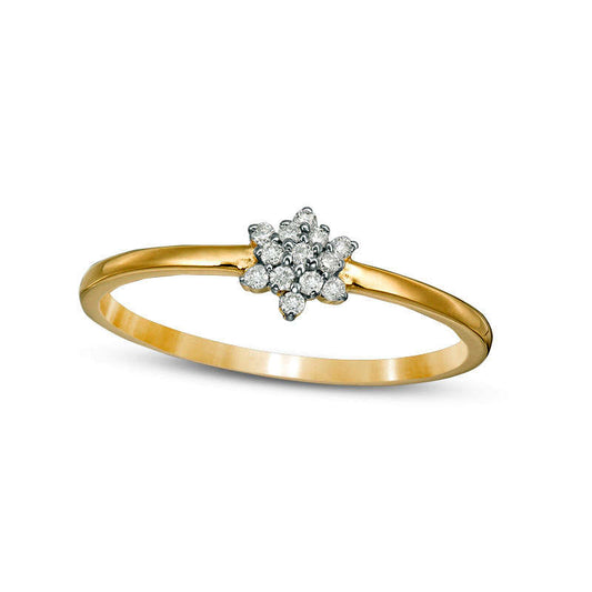 0.07 CT. T.W. Composite Natural Diamond Flower Ring in Solid 10K Yellow Gold