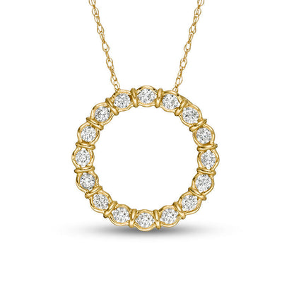 0.5 CT. T.W. Natural Diamond Collar Open Circle Pendant in 10K Yellow Gold