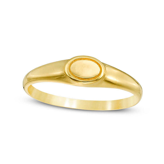 Sideways Oval Signet Ring in Solid 14K Gold