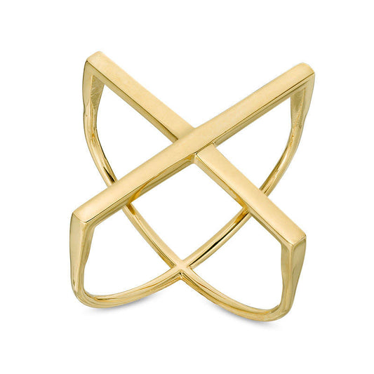 Criss-Cross Orbit Ring in Solid 14K Gold - Size 7