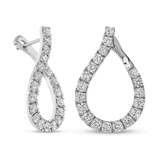 1.75 CT. T.W. Diamond Twisted Hoop Earrings in 18K White Gold (G/SI1)