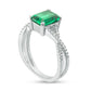 Emerald-Cut Lab-Created Emerald and 0.10 CT. T.W. Diamond Criss-Cross Split Shank Ring in Solid 10K White Gold