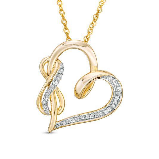 0.13 CT. T.W. Natural Diamond Infinity and Swirl Heart Pendant in Sterling Silver with 14K Gold Plate