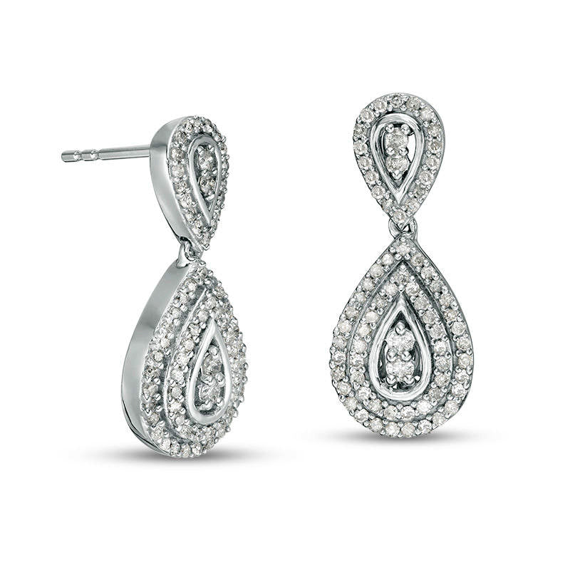 0.63 CT. T.W. Diamond Frame Teardrop Earrings in 10K White Gold