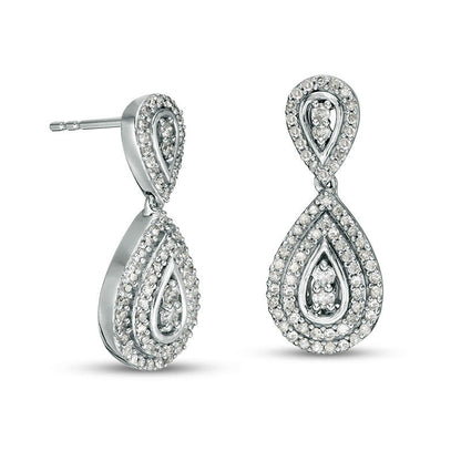 0.63 CT. T.W. Diamond Frame Teardrop Earrings in 10K White Gold