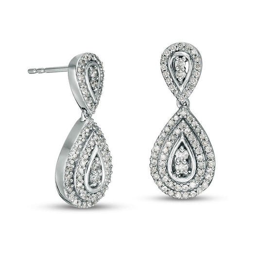 0.63 CT. T.W. Diamond Frame Teardrop Earrings in 10K White Gold