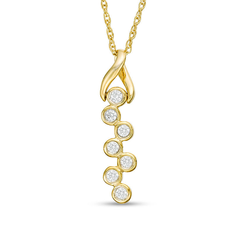 0.13 CT. T.W. Natural Diamond Twist Bezel-Set Scatter Pendant in 10K Yellow Gold