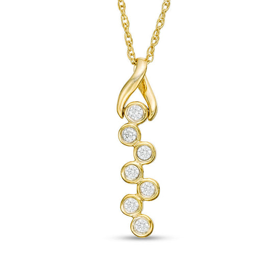 0.13 CT. T.W. Natural Diamond Twist Bezel-Set Scatter Pendant in 10K Yellow Gold