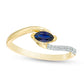 Sideways Marquise Lab-Created Blue Sapphire and Diamond Accent Bypass Promise Ring in Solid 10K Yellow Gold