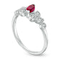 Marquise Lab-Created Ruby and Diamond Accent Slant Cluster Antique Vintage-Style Promise Ring in Sterling Silver