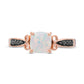 Cushion-Cut Lab-Created Opal and 0.05 CT. T.W. Enhanced Black Diamond Criss-Cross Loop Promise Ring in Solid 10K Rose Gold