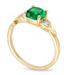 6.0mm Cushion-Cut Lab-Created Emerald and Diamond Accent Crossover Loop Promise Ring in Solid 10K Yellow Gold