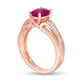 Oval Lab-Created Ruby and White Sapphire Multi-Row Ring in Sterling Silver with Solid 14K Rose Gold Plate