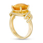 Oval Citrine and Lab-Created White Sapphire Cascading Frame Ring in Sterling Silver with Solid 14K Gold Plate