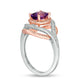 Oval Amethyst and Lab-Created White Sapphire Frame Ring in Sterling Silver with Solid 14K Rose Gold Plate