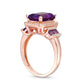 Amethyst and Lab-Created White Sapphire Frame Collar Ring in Sterling Silver with Solid 14K Rose Gold Plate