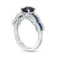 Oval Lab-Created Blue and White Sapphire Bow Shank Ring in Sterling Silver