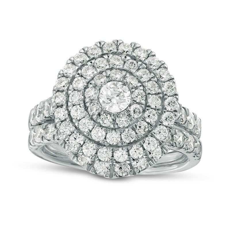 2.0 CT. T.W. Natural Diamond Triple Frame Bridal Engagement Ring Set in Solid 10K White Gold