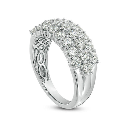 2.0 CT. T.W. Natural Diamond Multi-Row Band in Solid 18K White Gold