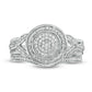 0.20 CT. T.W. Composite Natural Diamond Frame Split Shank Bridal Engagement Ring Set in Sterling Silver