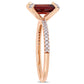 Emerald-Cut Garnet and 0.10 CT. T.W. Natural Diamond Engagement Ring in Solid 10K Rose Gold