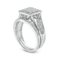 0.20 CT. T.W. Composite Natural Diamond Square Frame Antique Vintage-Style Bridal Engagement Ring Set in Sterling Silver