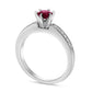 4.5mm Ruby and 0.13 CT. T.W. Natural Diamond Engagement Ring in Solid 14K White Gold