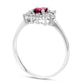 4.0mm Princess-Cut Ruby and 0.25 CT. T.W. Natural Diamond Shadow Frame Ring in Solid 14K White Gold