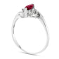 Marquise Ruby and 0.05 CT. T.W. Natural Diamond Tri-Sides Bypass Ring in Solid 14K White Gold